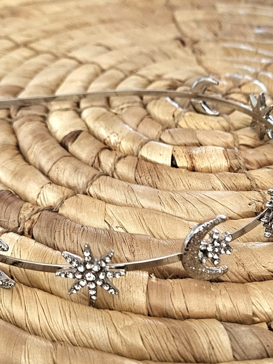 J Crew Silver and Crystal Studded Celestial Headband New!